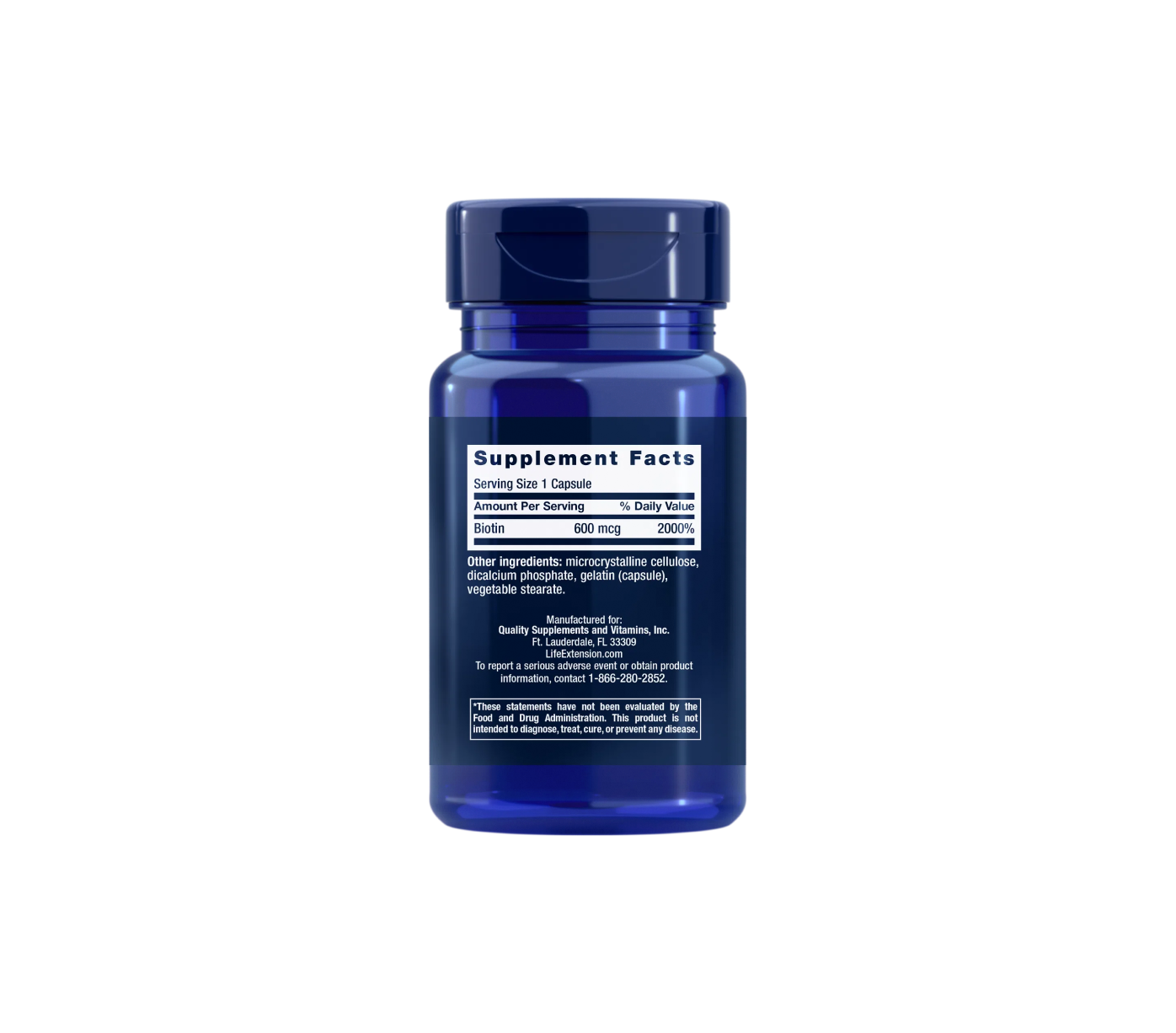 biotina 600mcg - 100 cápsulas - life extension