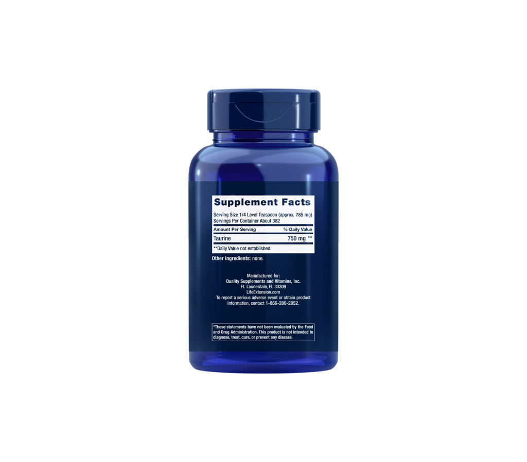 taurina en polvo - 300 g - life extension