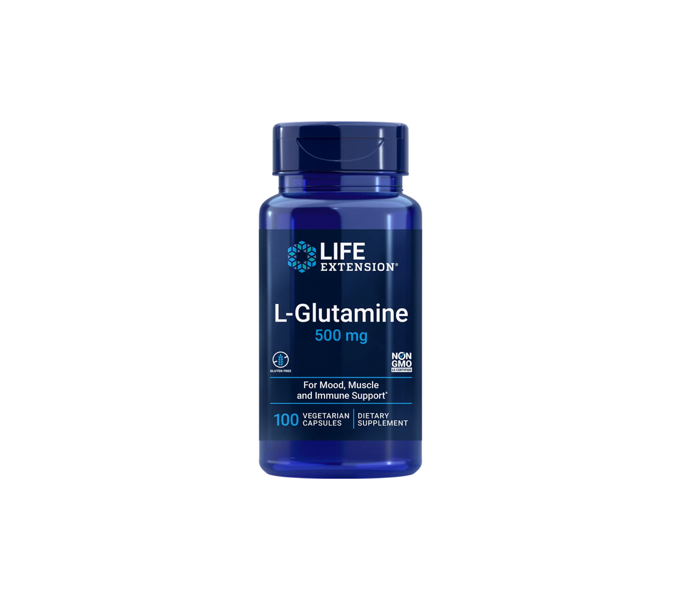 l-glutamina 500mg - 100 cápsulas vegetales - life extension