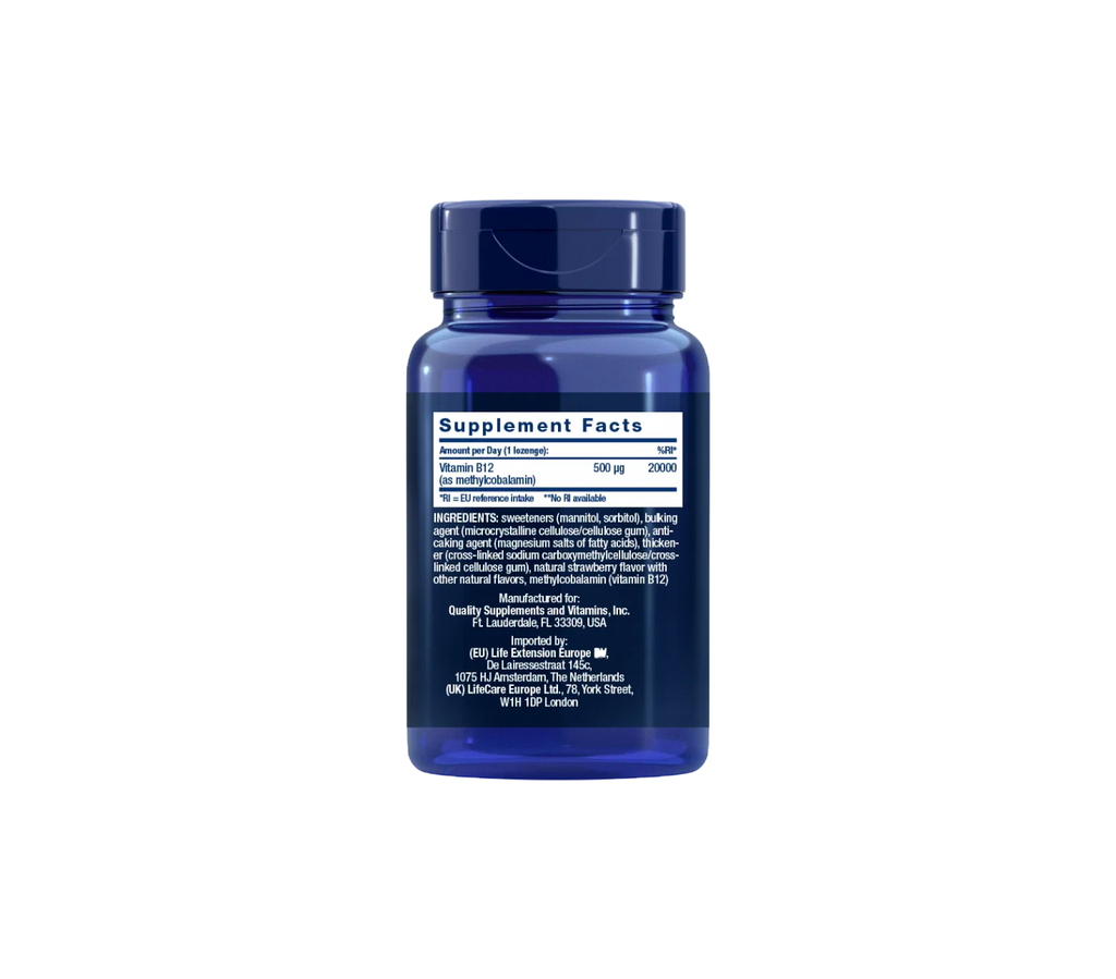 Vitamina B12 500mcg - 100 pastillas vegetales - Life Extension