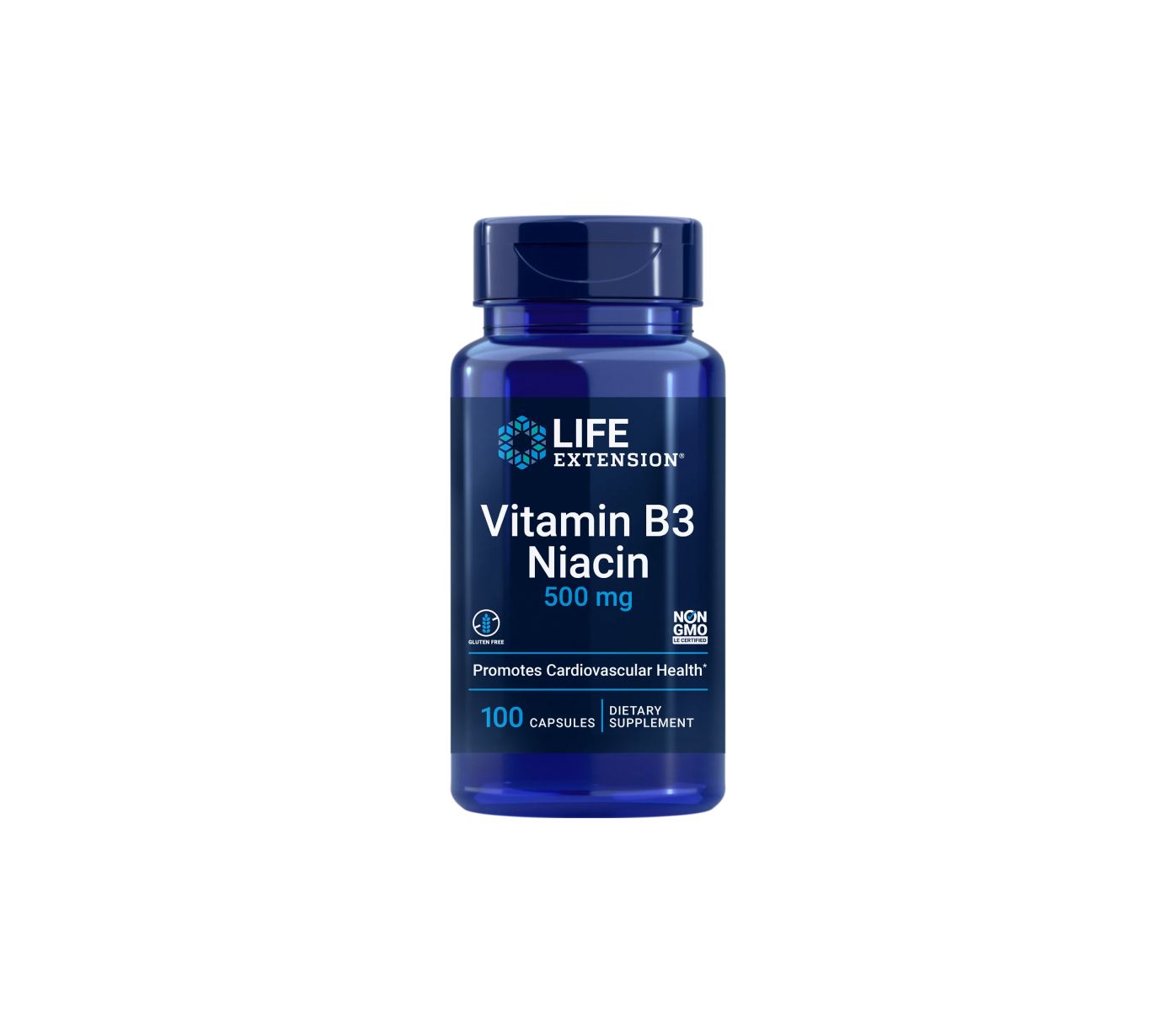 vitamina b3 niacina 500mg - 100 cápsulas - life extension