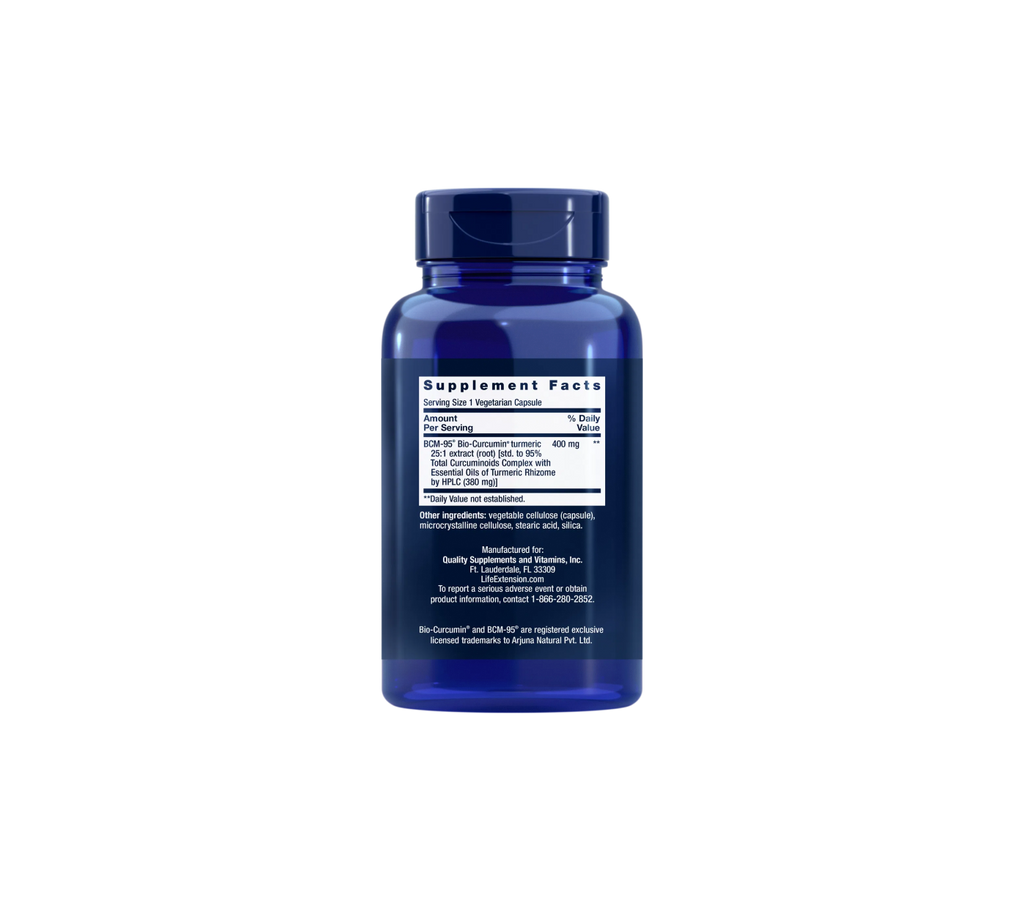 super bio-curcumina® extracto de curcumina – 60 cápsulas vegetales – life extension
