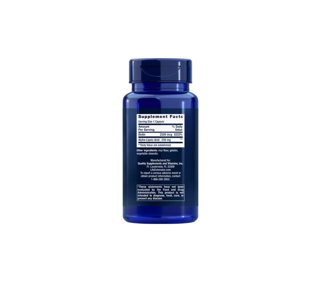 ácido alfa-lipoico con biotina - 60 cápsulas - life extension