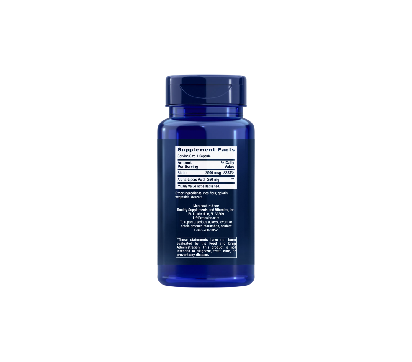 ácido alfa-lipoico con biotina - 60 cápsulas - life extension