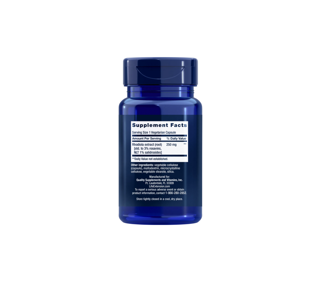 extracto de rodiola 250 mg - 60 cápsulas vegetales - life extension