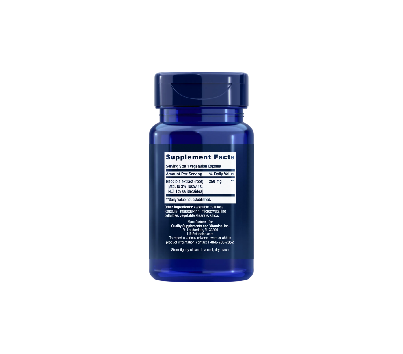 extracto de rodiola 250 mg - 60 cápsulas vegetales - life extension