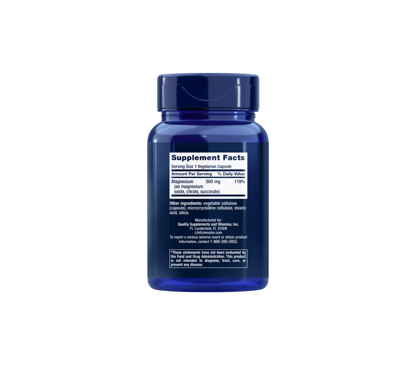 magnesium caps - 100 cápsulas - life extension
