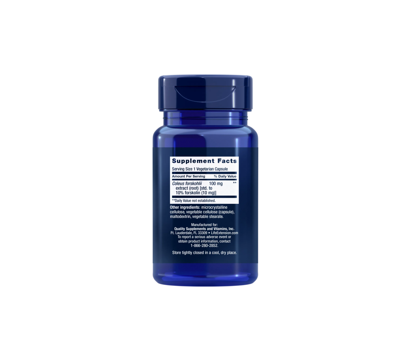 forskolin 10mg - 60 cápsulas vegetais - life extension