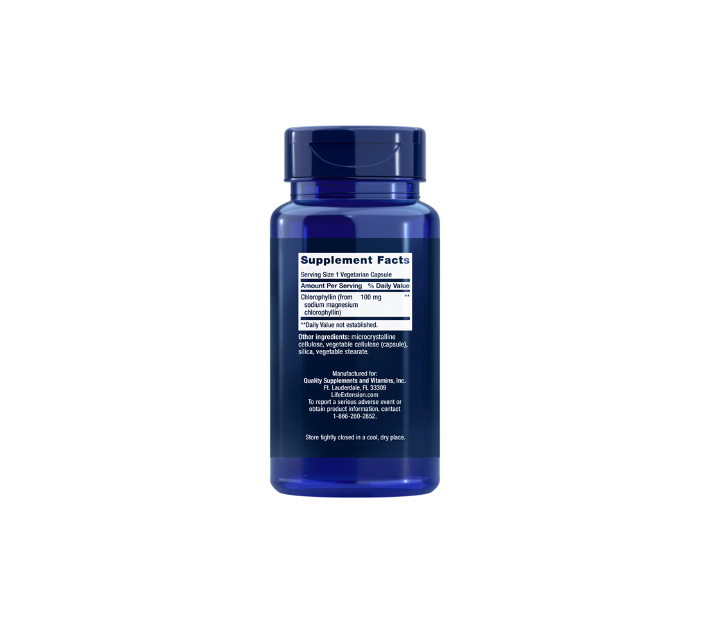 clorofilina 100mg - 100 cápsulas vegetales - life extension