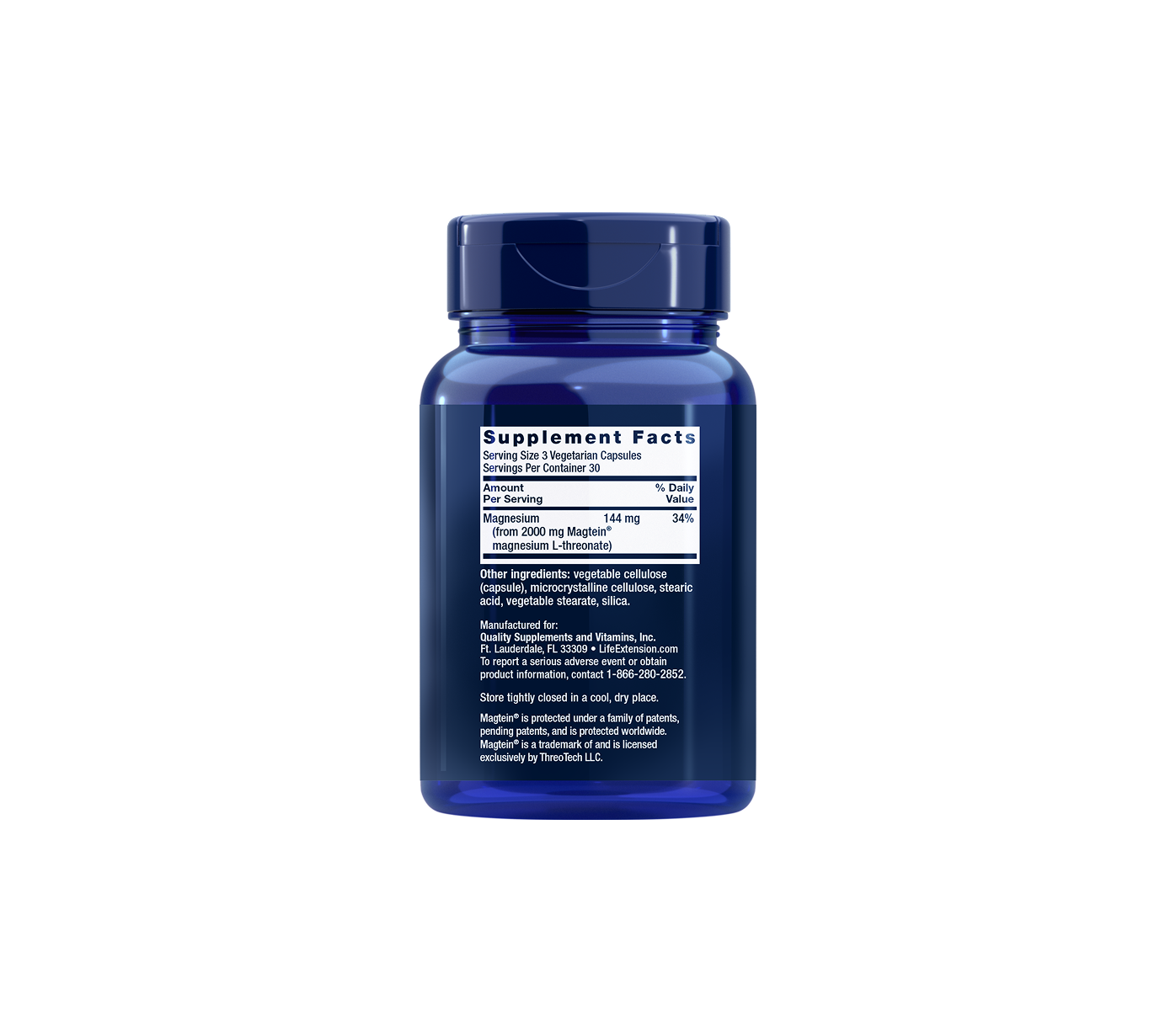 neuro-mag® magnesio l-treonato - 90 cápsulas - life extension