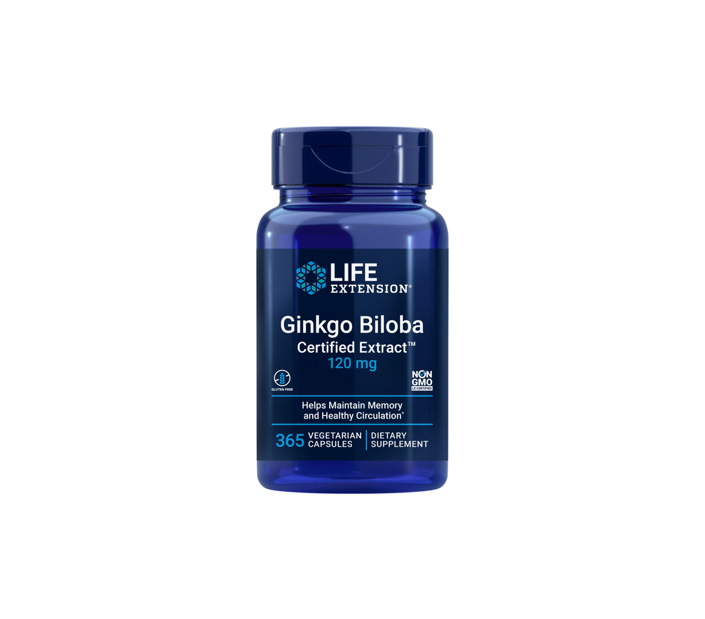 ginkgo biloba certificado extract™ 120mg - 365 cápsulas vegetales - life extension