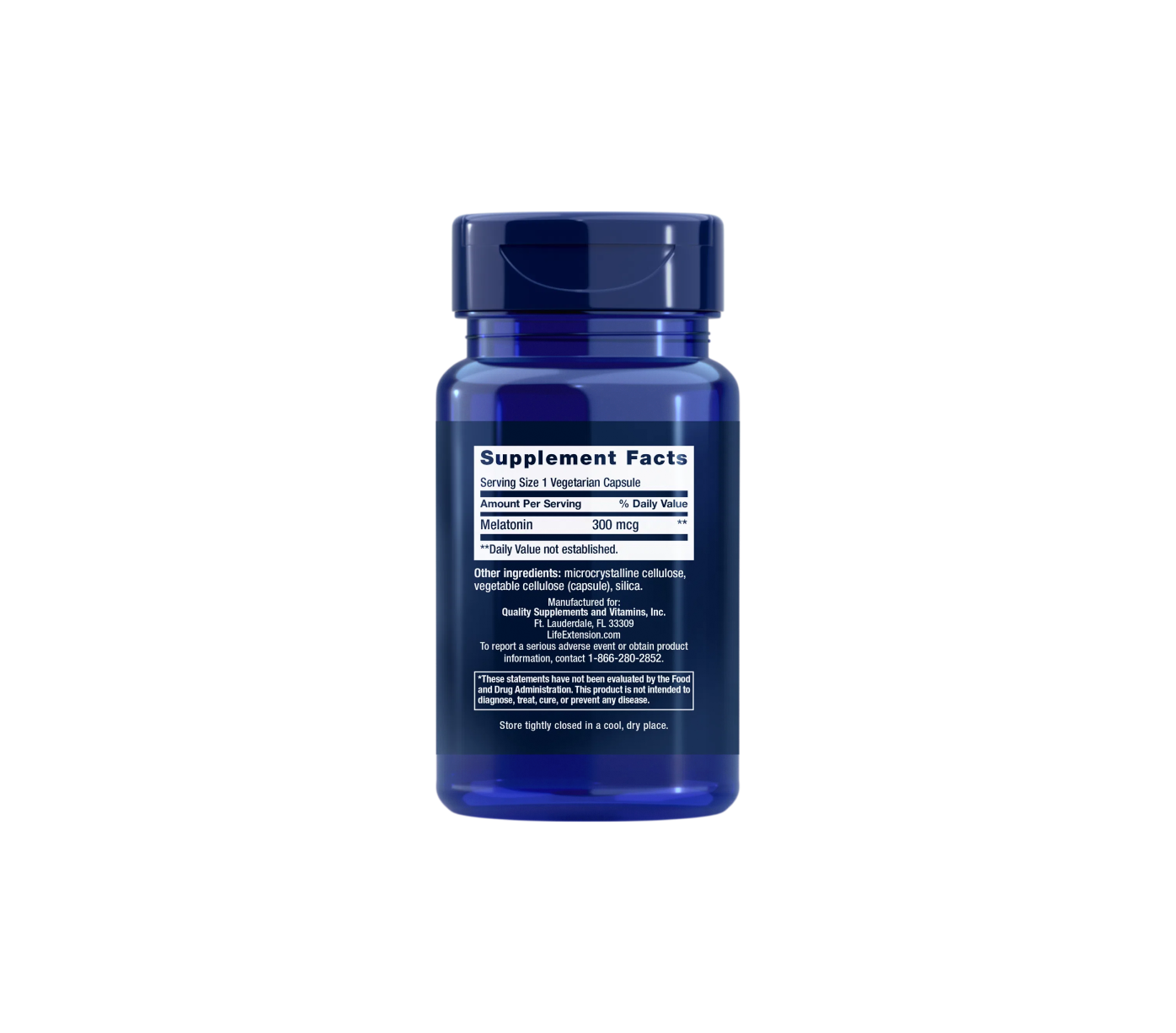 melatonina 300 mcg - 100 cápsulas - life extension