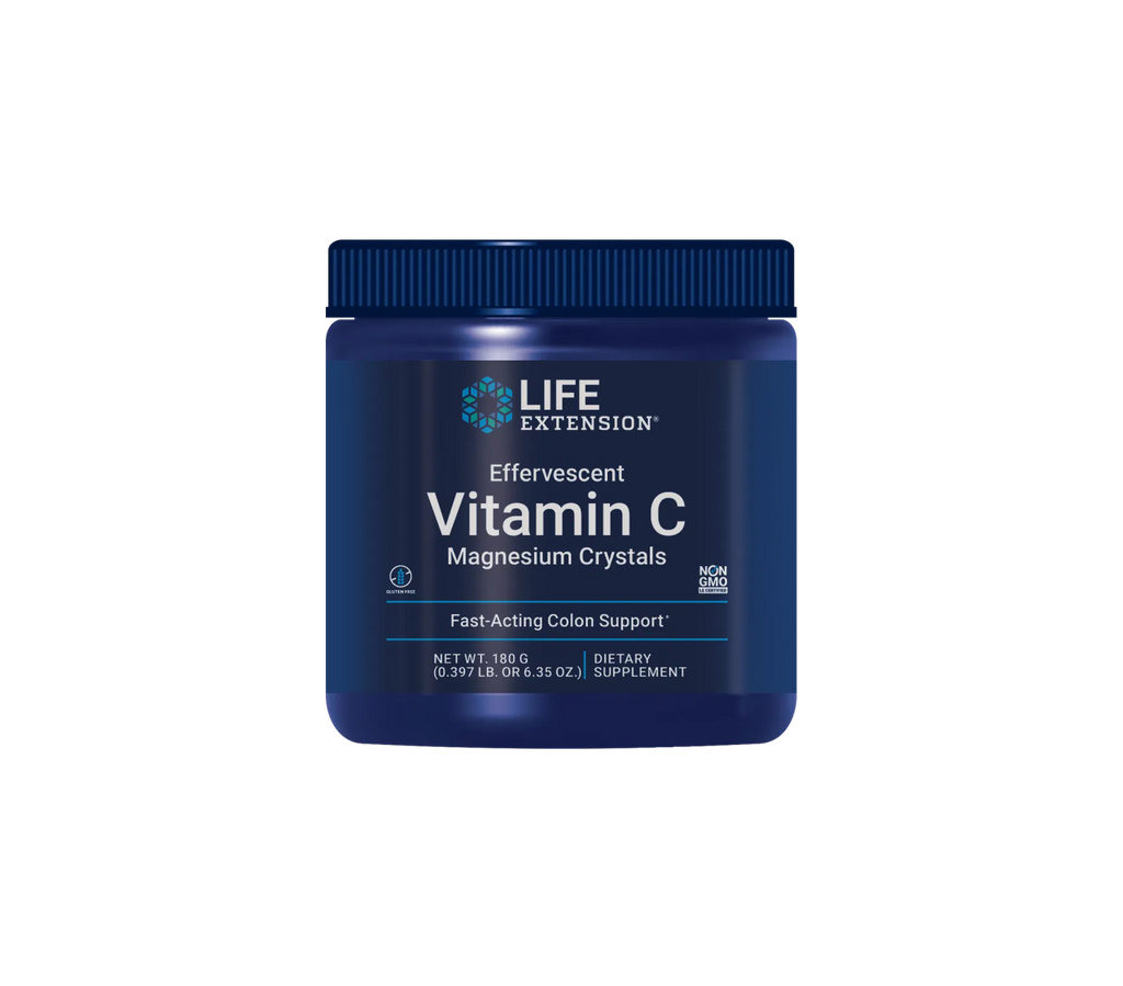cristales efervescentes de vitamina C y magnesio - 180g- life extension