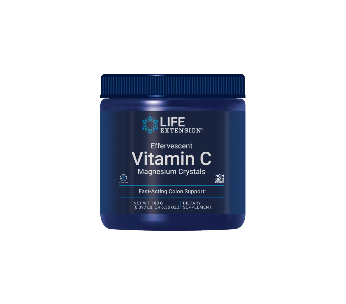 cristales efervescentes de vitamina C y magnesio - 180g- life extension