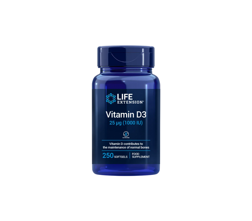 vitamina D3 25 µg (1000 UI) - 250 cápsulas blandas - life extension