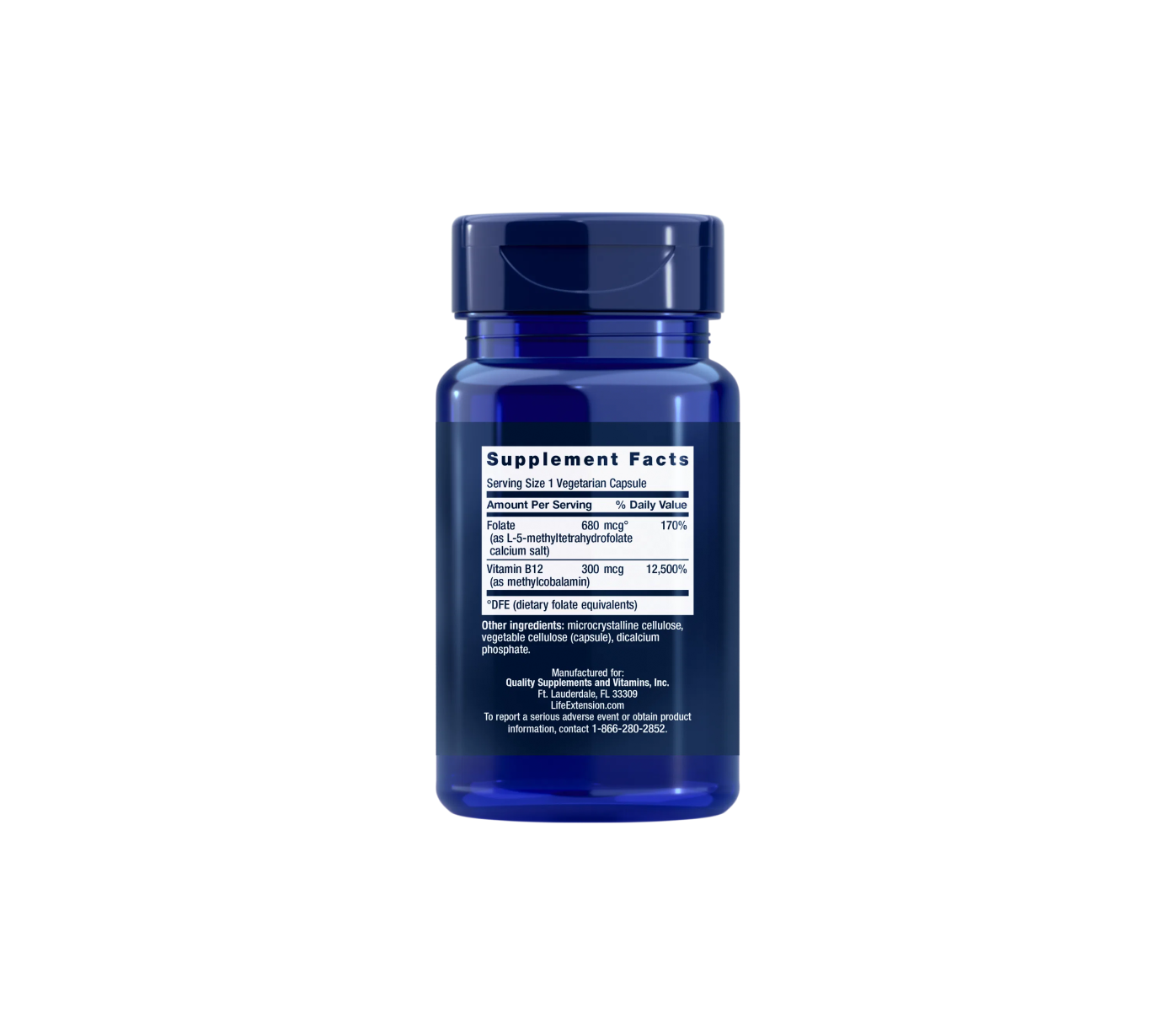 Folato bioactivo y vitamina B12 - 90 cápsulas - life extension