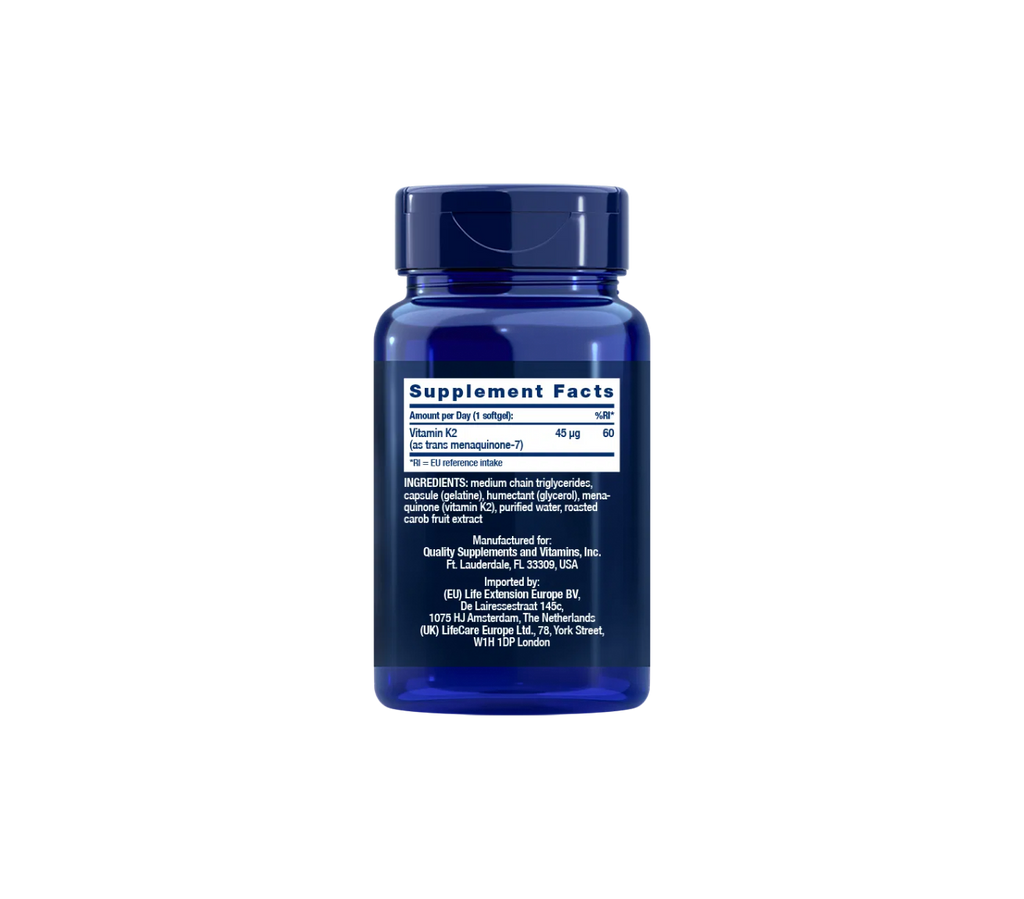 Vitamina K2 en dosis baja - 90 cápsulas blandas - Life Extension