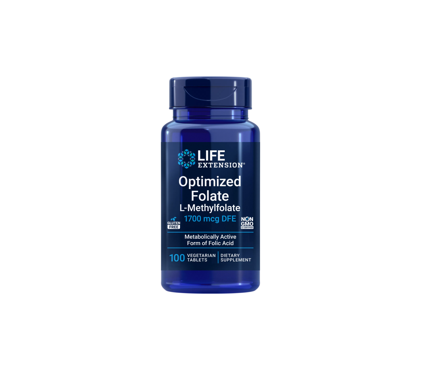 optimized folate 1700mcg - 100 comprimidos - life extension