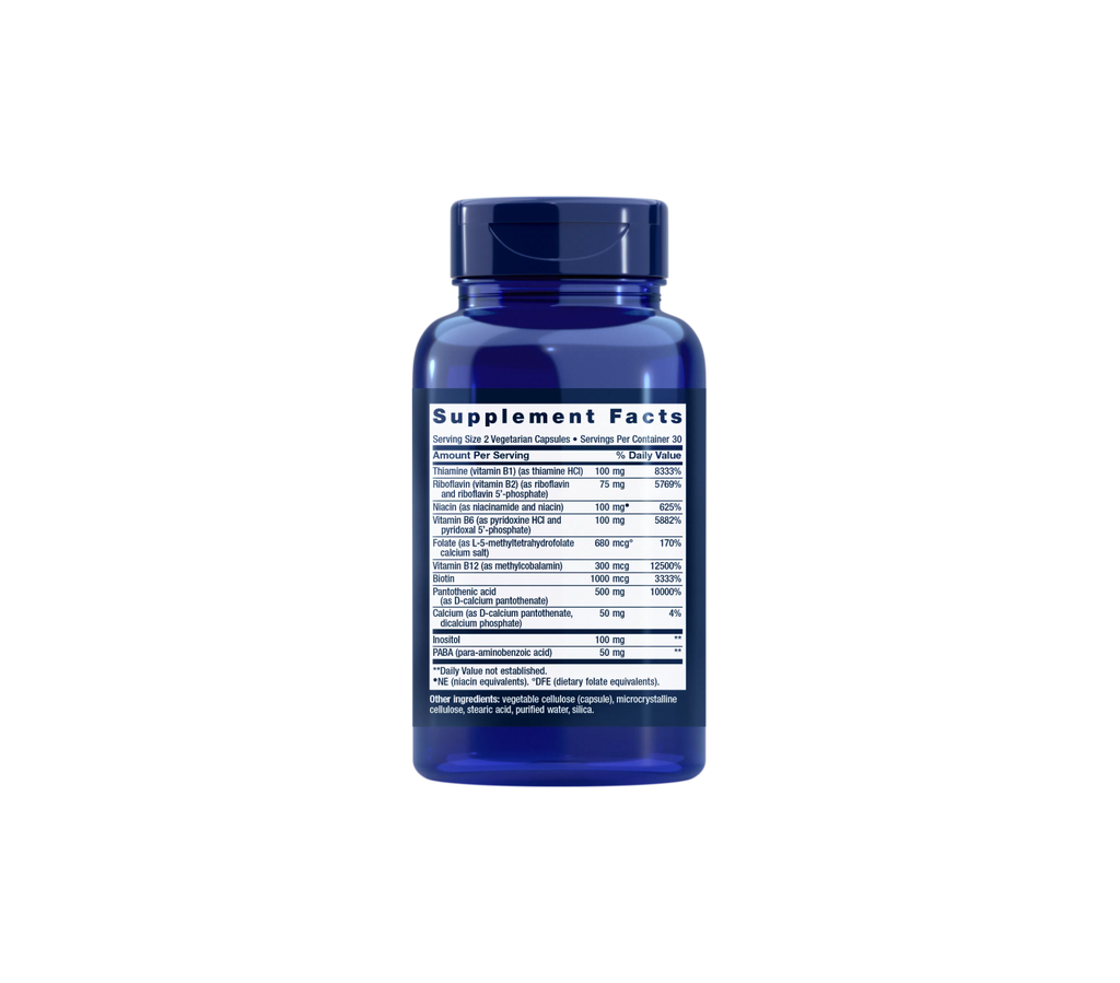 bioactive complete b-complex - 60 cápsulas vegetales - life extension