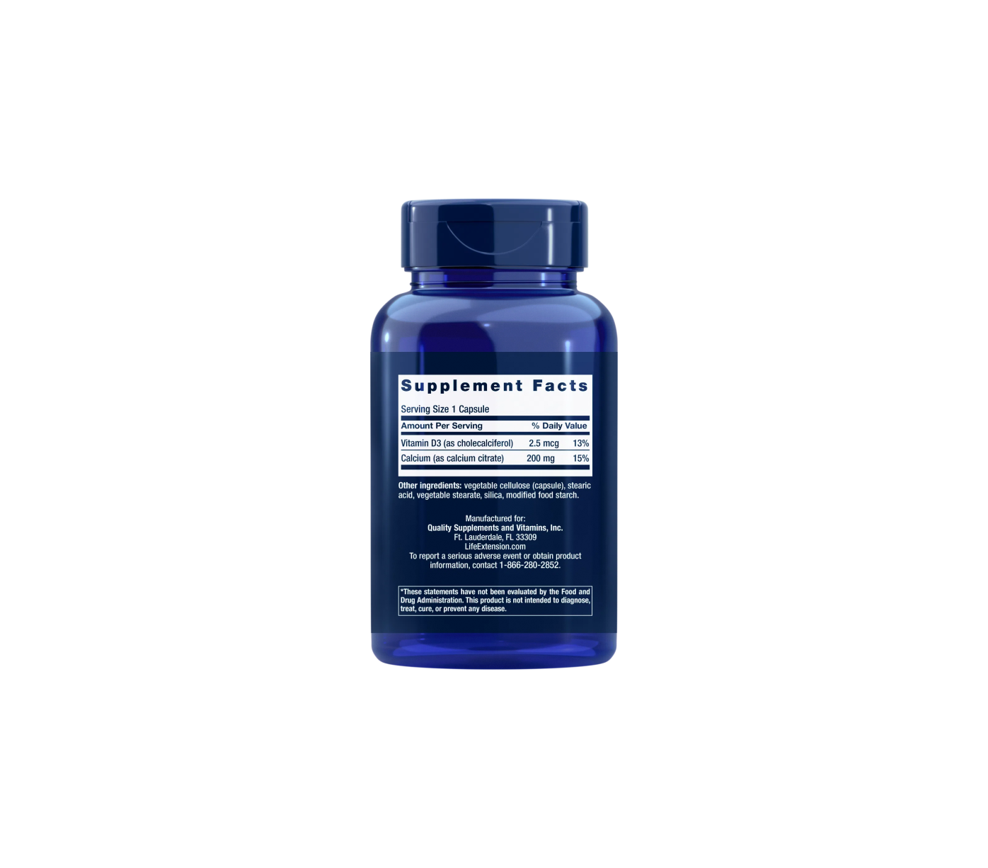 citrato de calcio con vitamina d - 200 cápsulas - life extension