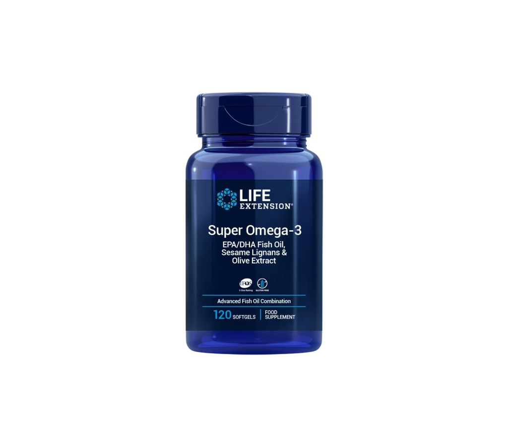 super omega-3 EPA/DHA con lignanos de sésamo y extracto de oliva - 120 cápsulas blandas - life extensions