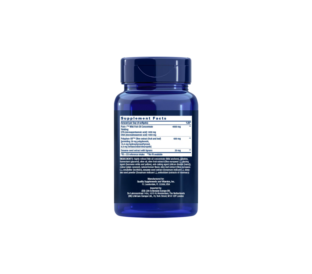 super omega-3 EPA/DHA con lignanos de sésamo y extracto de oliva - 120 cápsulas blandas - life extensions