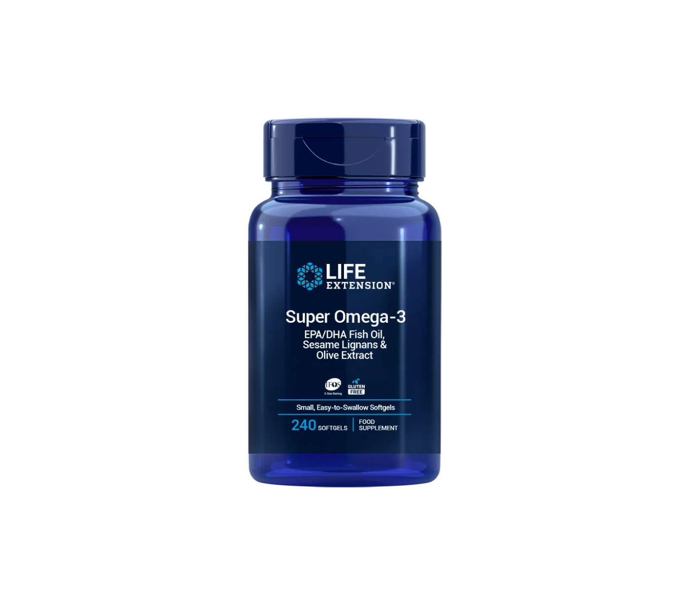 Super Omega-3 EPA/DHA Aceite de pescado, Lignanos de sésamo y Extracto de oliva - 240 cápsulas blandas - Life Extension