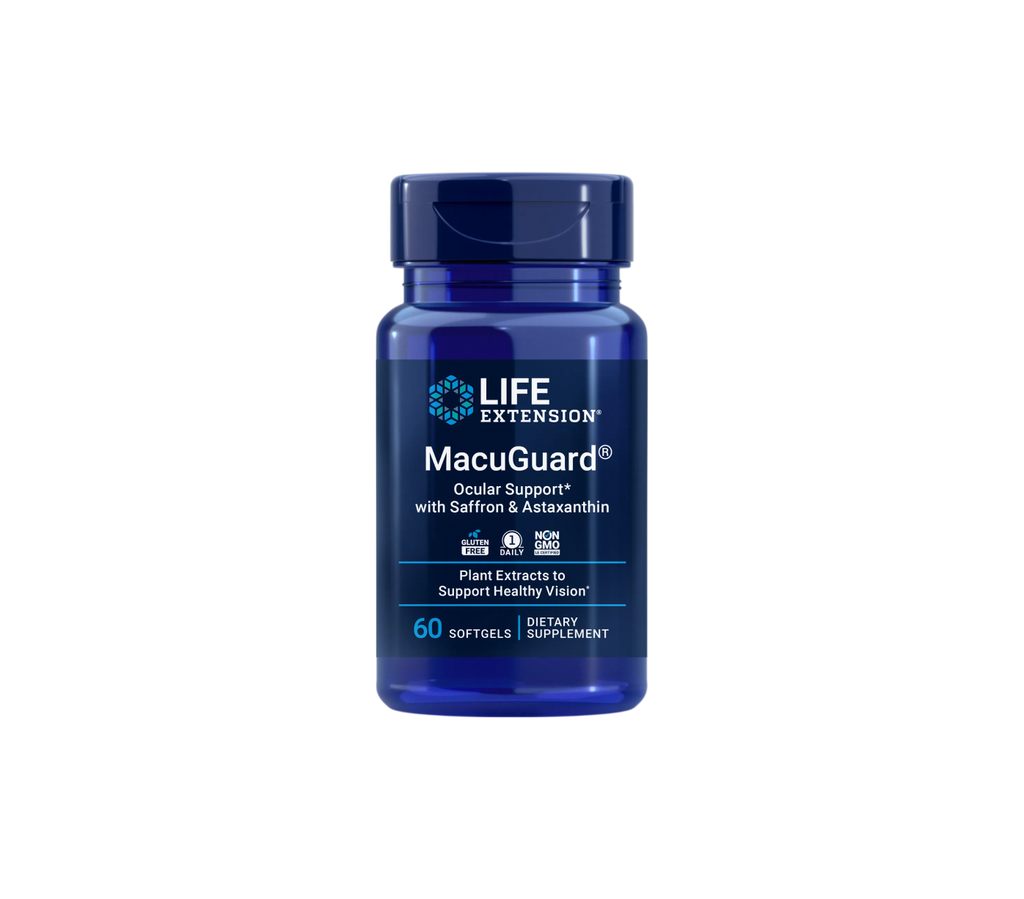 macuguard® soporte ocular con azafrán y astaxantina - 60 cápsulas blandas - life extension