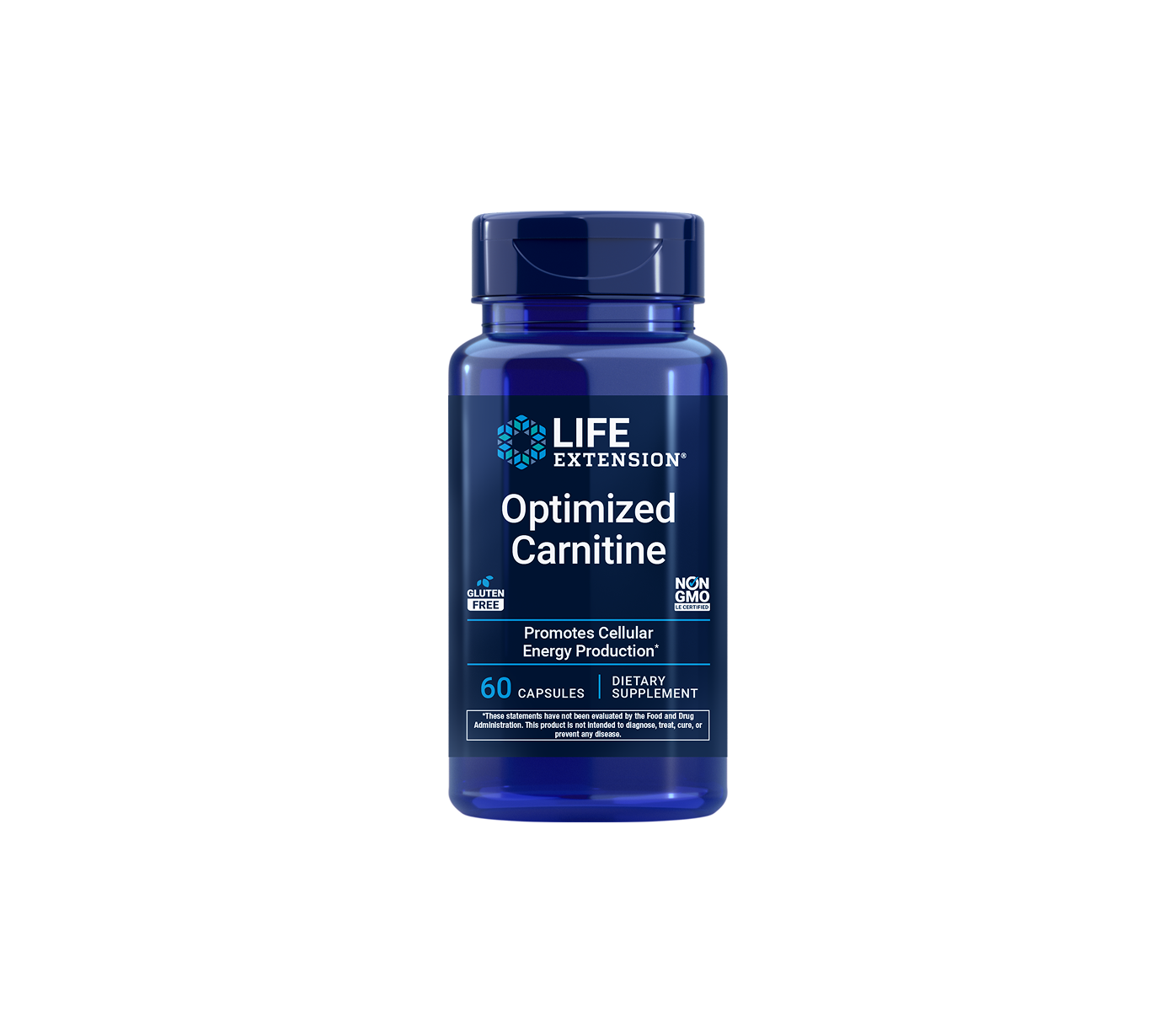 optimized carnitine - 60 cápsulas - life extension