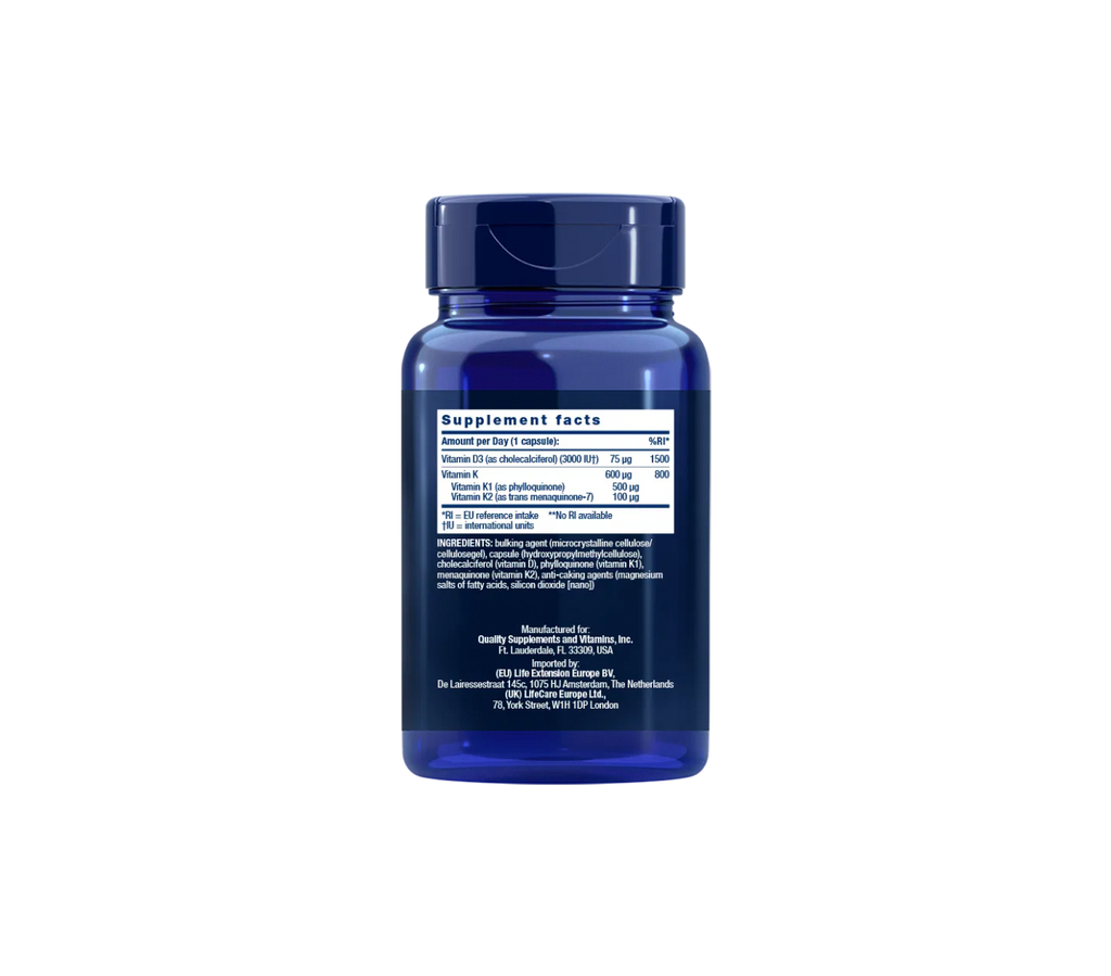 Vitaminas D y K - 90 cápsulas - life extension