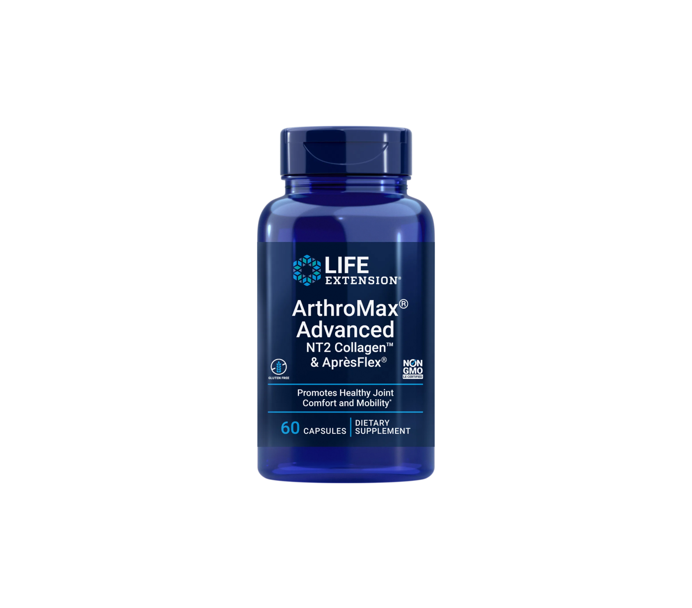 arthromax® advanced con colágeno nt2™ y aprèsflex® - 60 cápsulas - life extension