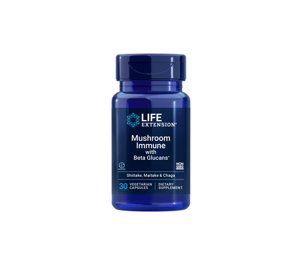 mushroom immune con beta-glucanos - 30 cápsulas vegetales - life extension
