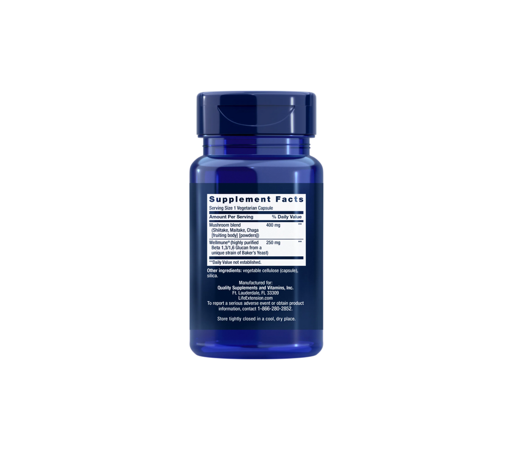 mushroom immune con beta-glucanos - 30 cápsulas vegetales - life extension