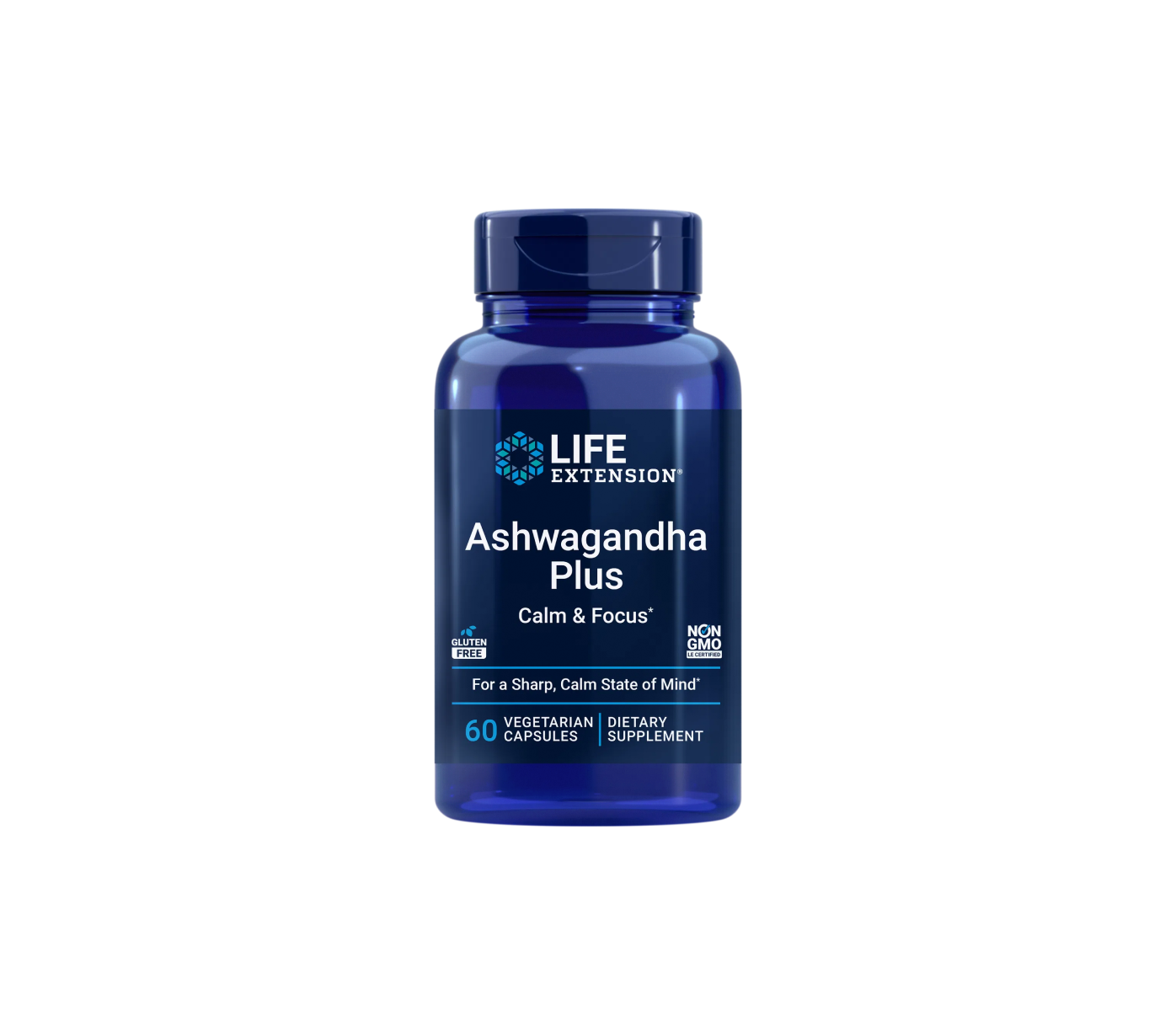ashwagandha plus calma y concentración - 60 cápsulas vegetales - life extension
