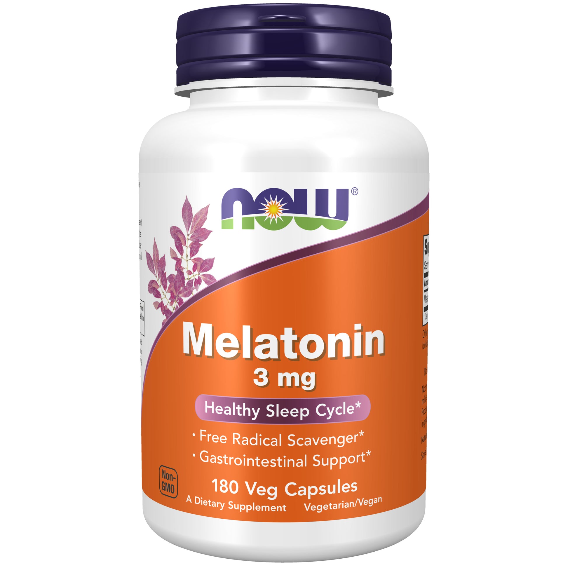 now - melatonin 3 mg - 180 veg capsules