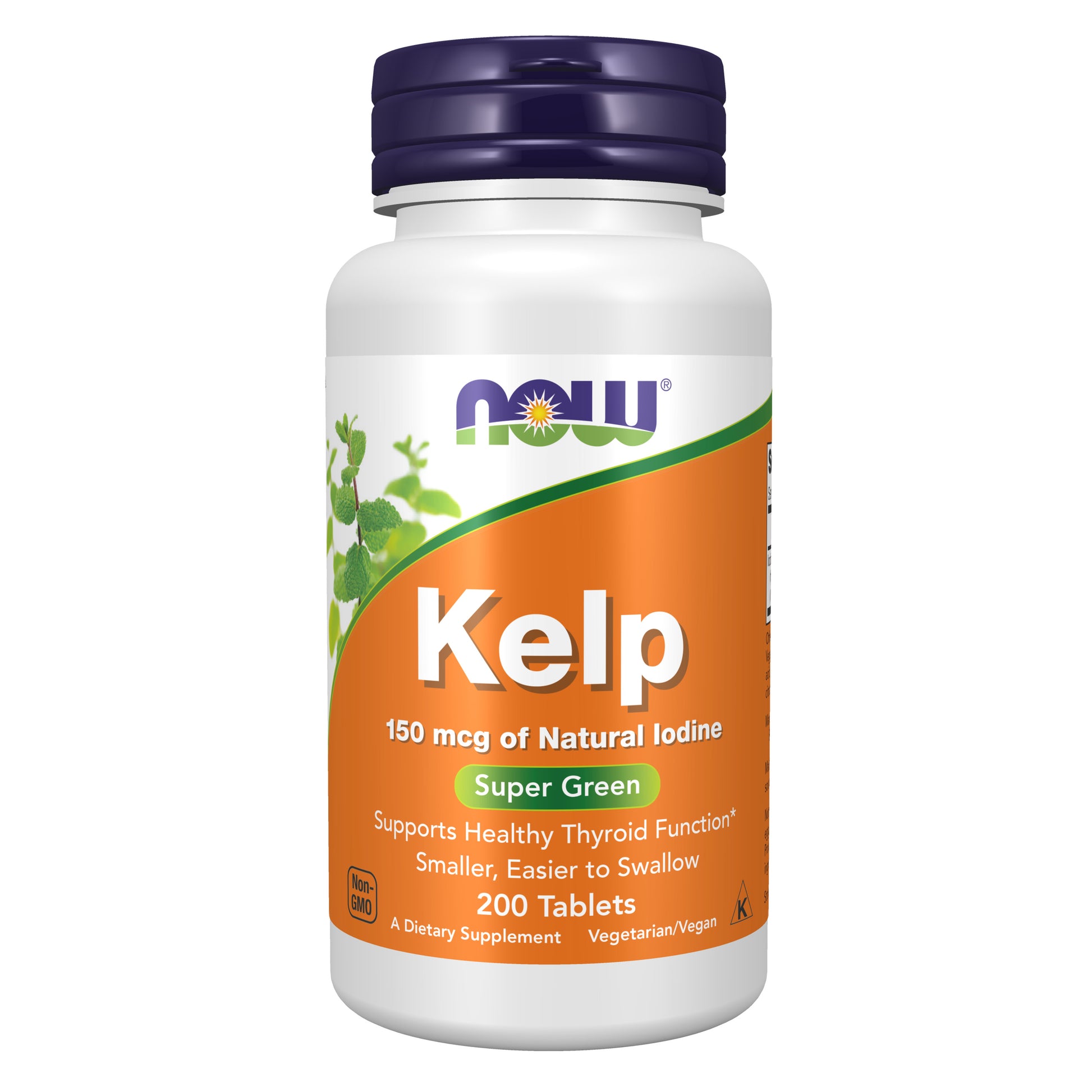 now - kelp 150 mcg of natural iodine, super green - 200 tablets