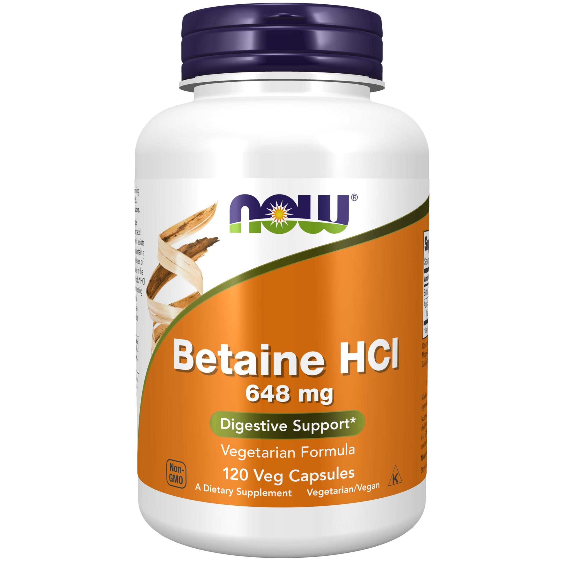 now - betaine hcl 648 mg - 120 veg capsules
