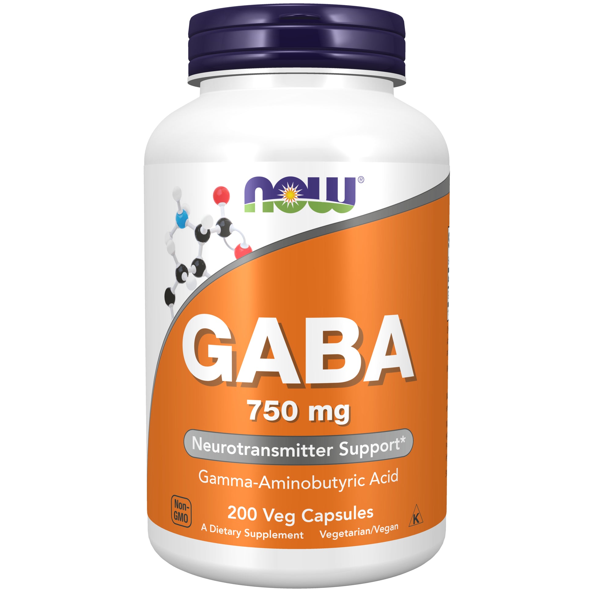 now - gaba (gamma-aminobutyric acid) 750mg - 200 veg capsules