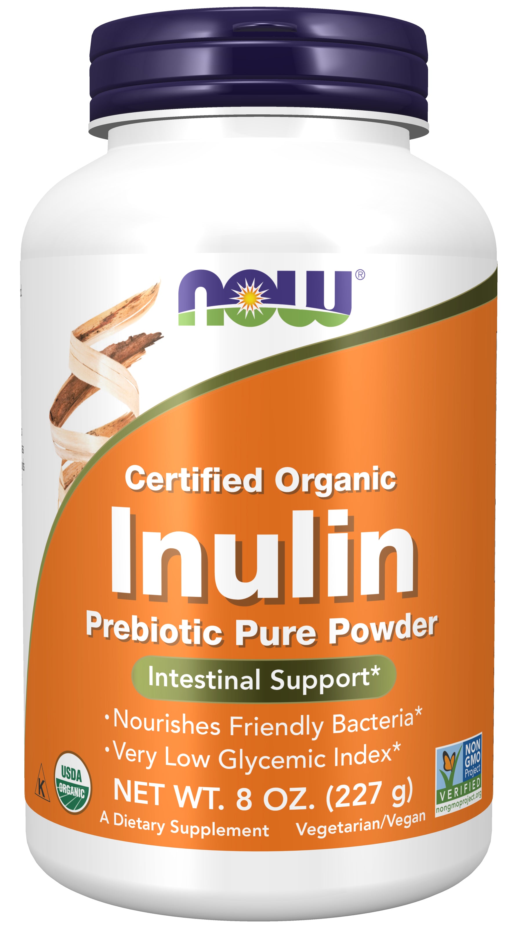 now - inulin prebiotic pure powder, 227 gramas