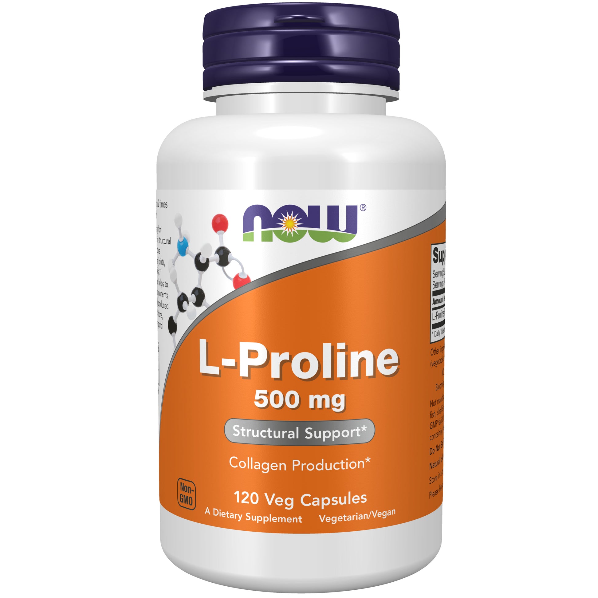 now - l-proline 500 mg - 120 veg capsules