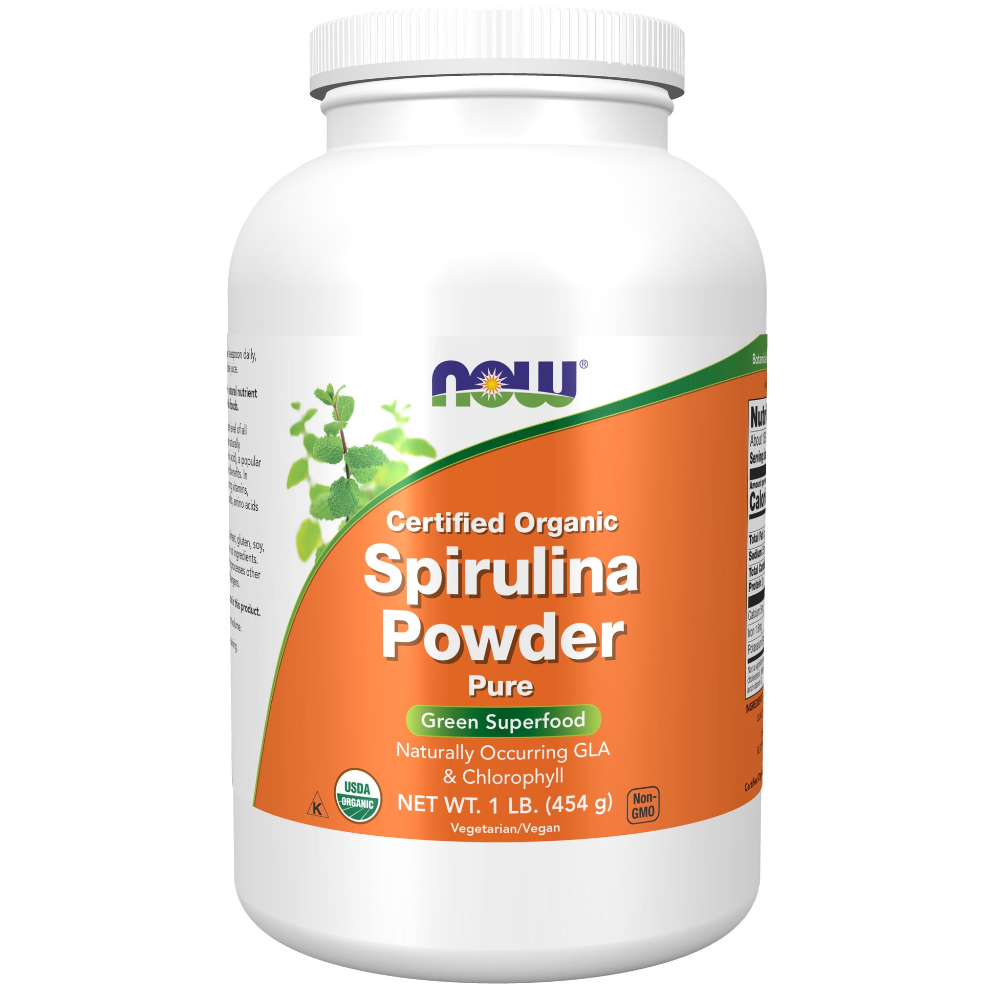 now - organic spirulina powder, 454 gramas