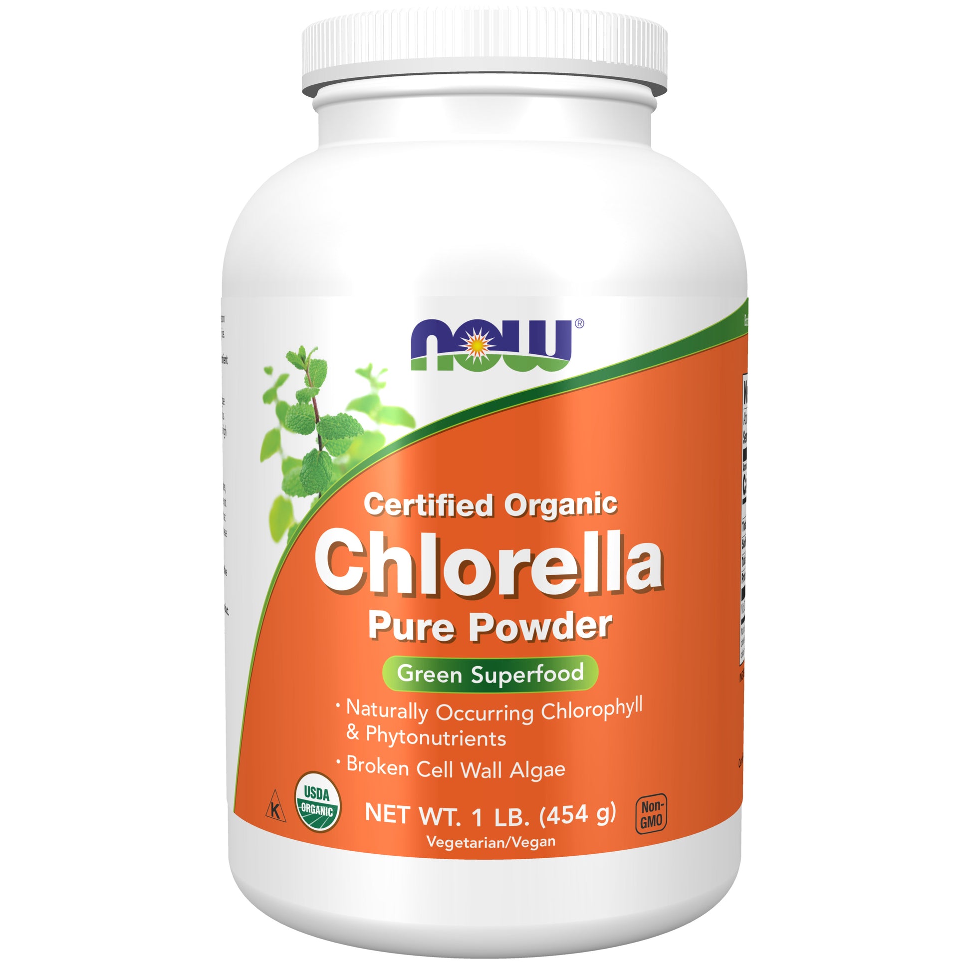 now - organic chlorella powder, 454 gramas