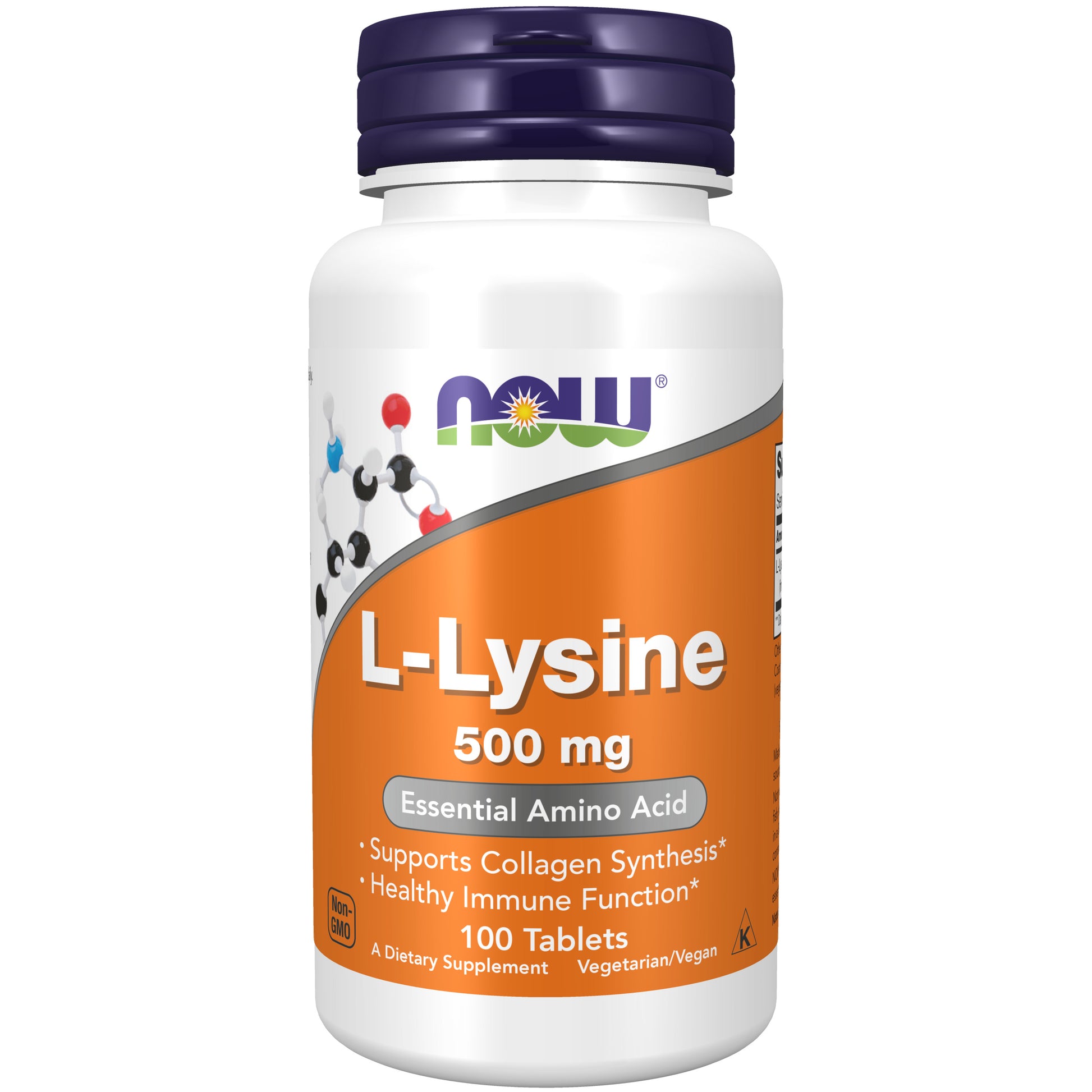 now - l-lysine (l-lysine hydrochloride) 500 mg - 100 tablets
