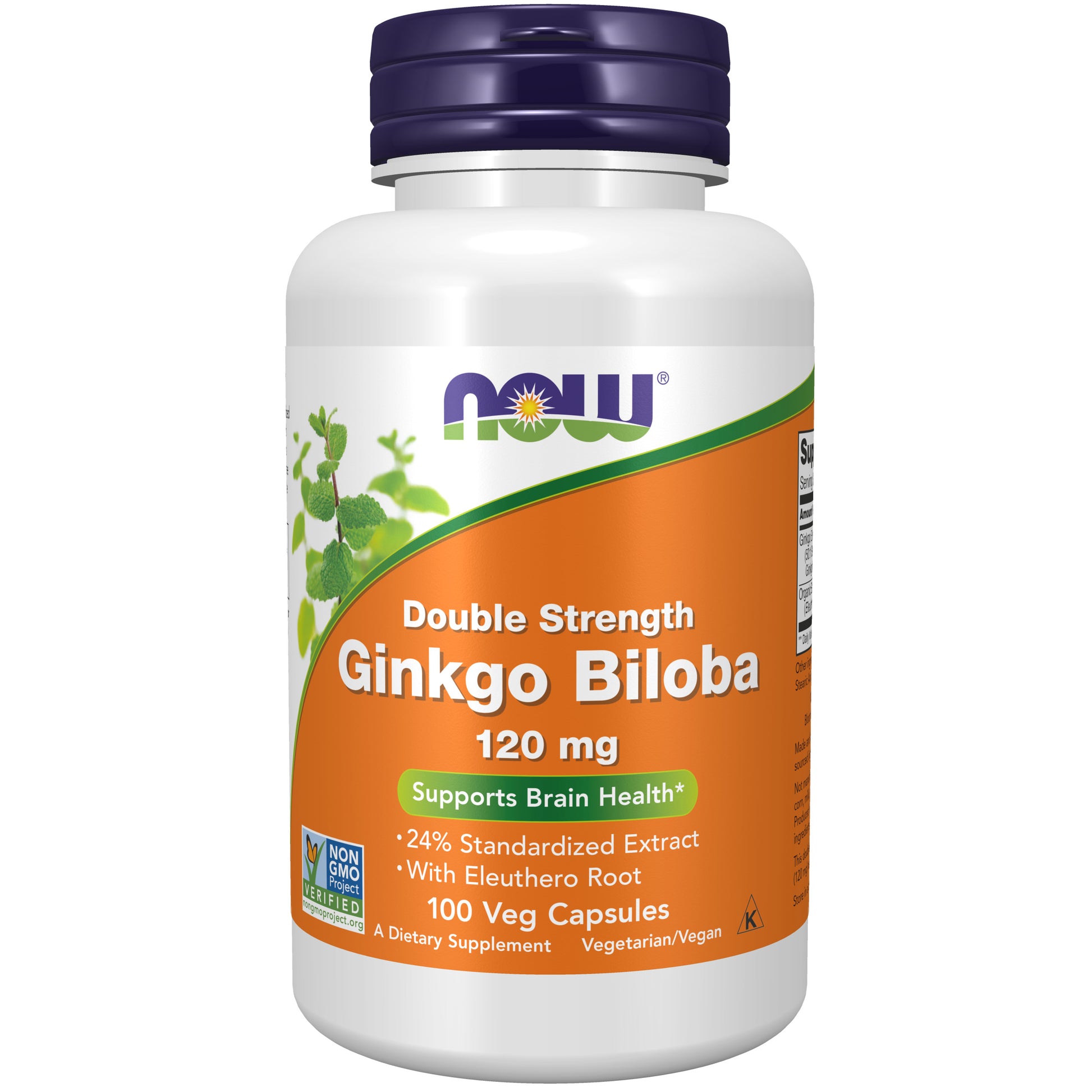 now - ginkgo biloba 120 mg double strength - 100 veg capsules