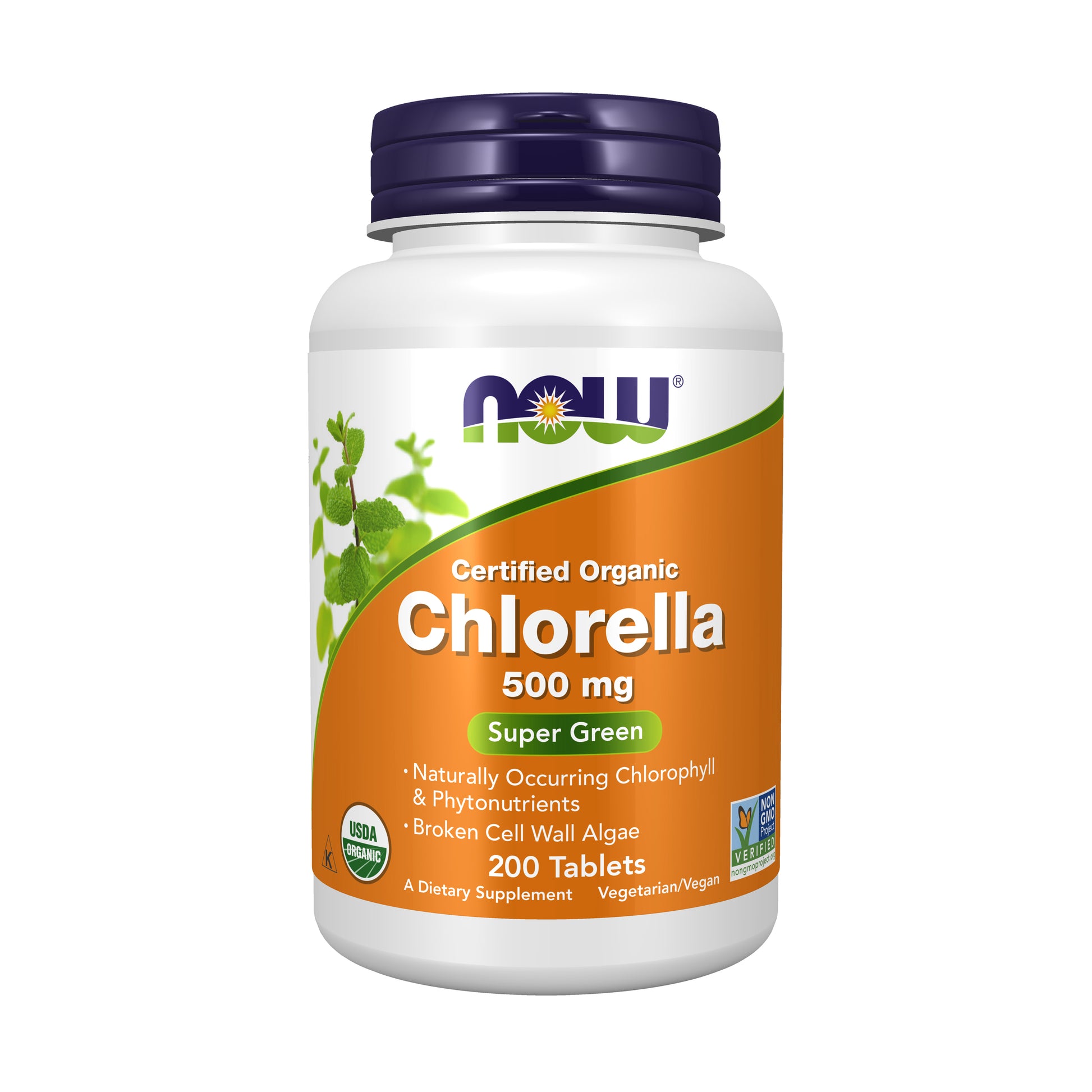 now - organic chlorella 500 mg - 200 tablets