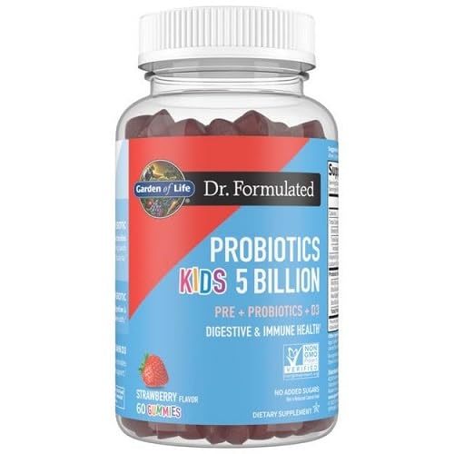 garden of life - dr. formulated probiotics kids 5 billion gummies, strawberry - 60 gummies