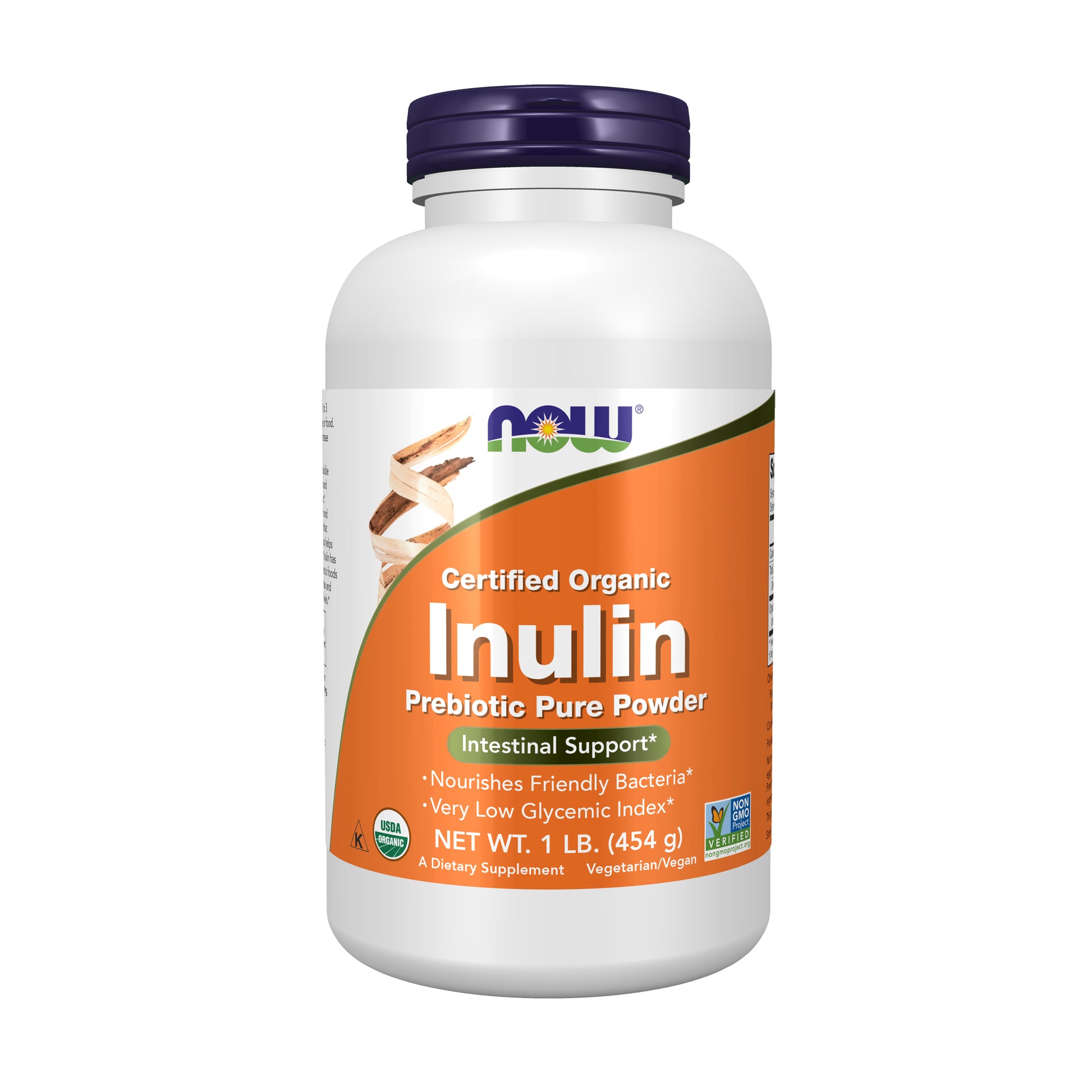 now - inulin prebiotic pure powder, 454 gramas