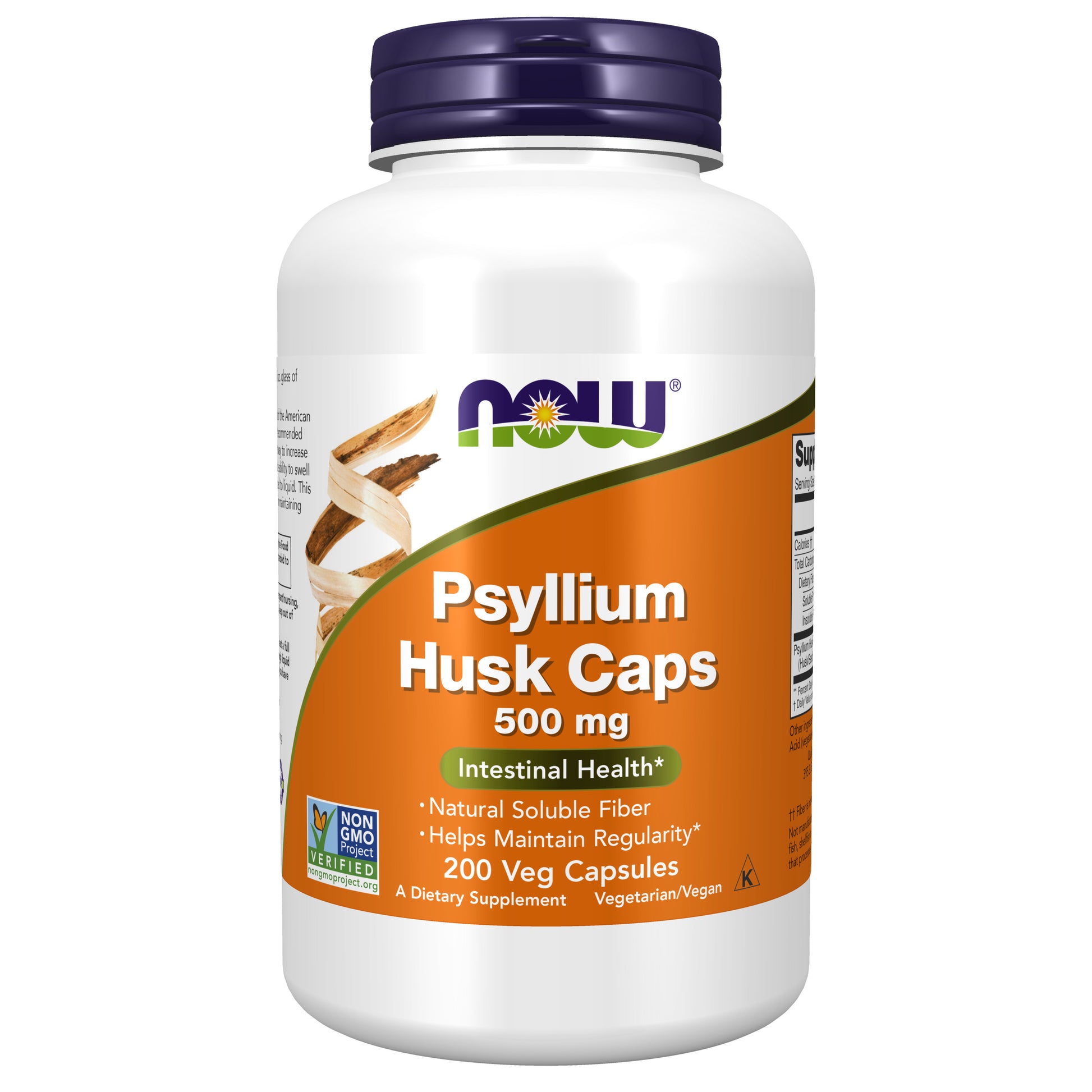 now - psyllium husk caps 500 mg - 200 veg capsules