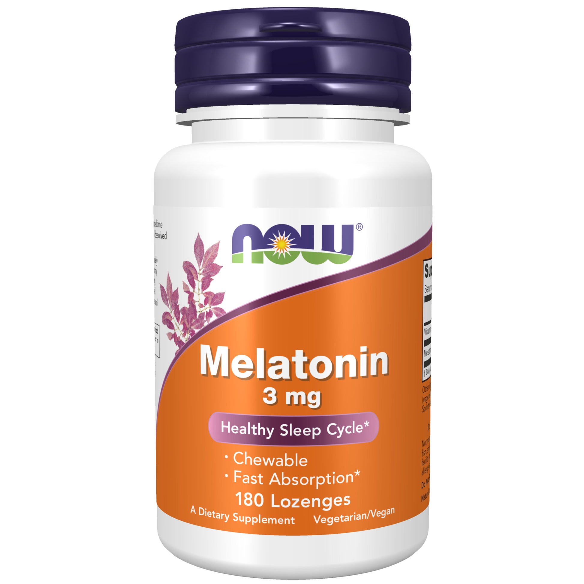 now - melatonin 3 mg, 180 chewable lozenges