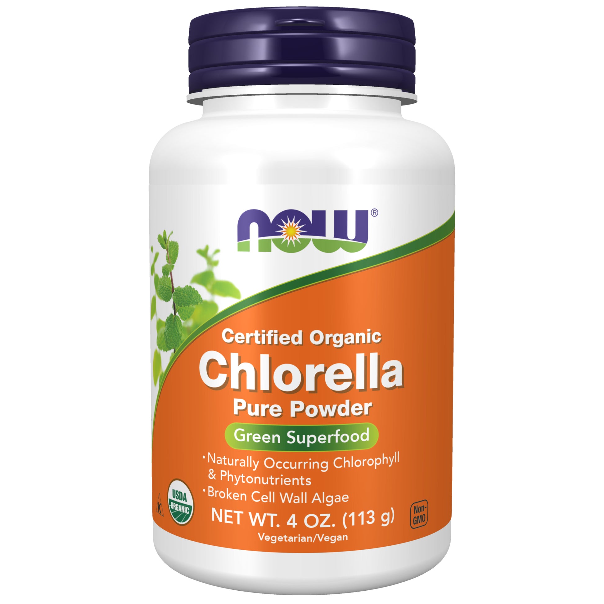 now - organic chlorella powder, 113 gramas
